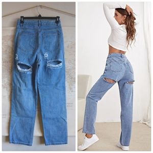 SHEIN High Waisted Straight Leg Butt Rip Jeans-Size S (US 4)